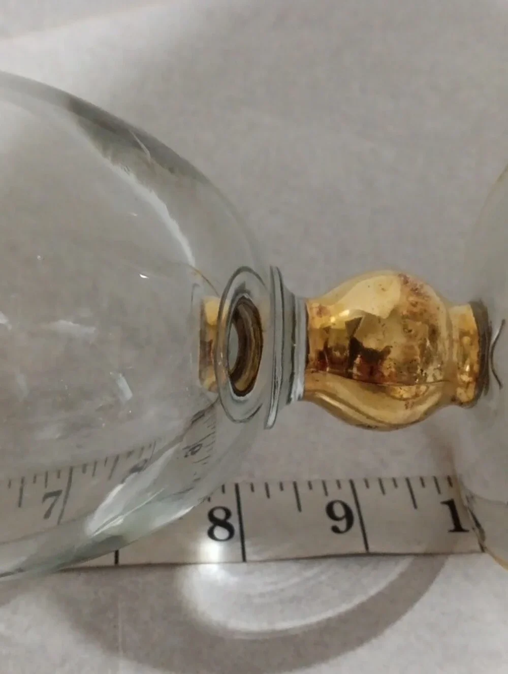 Glass Floral Hurricane Vase with Gold Trim - Yellow